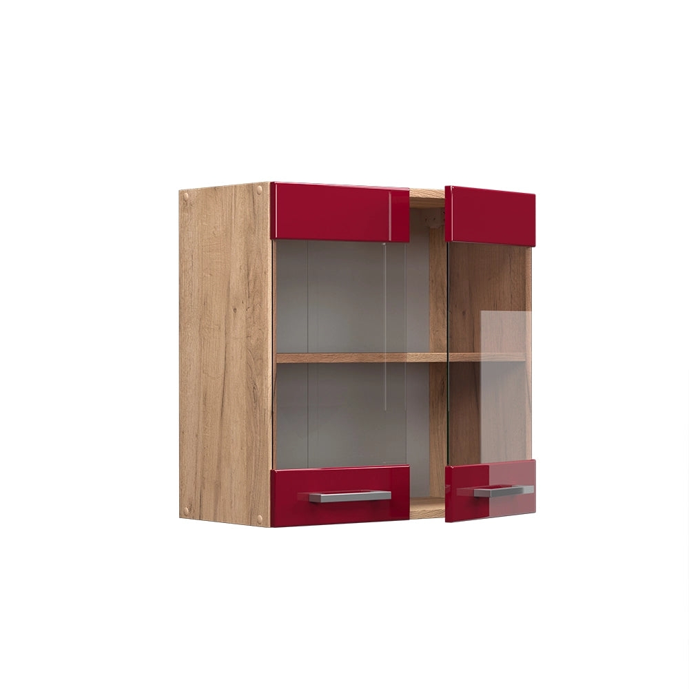 Vicco Mobile da cucina in vetro Rosso lucido 60 cm