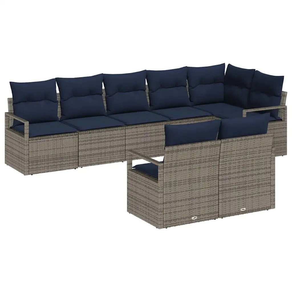 Set di divani 8 pcs Grigio polyrattan