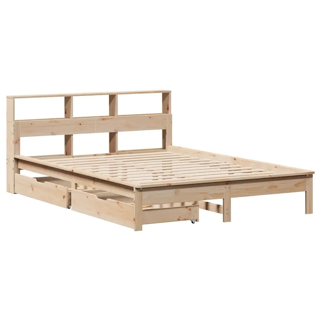 Letto Libreria senza Materasso 140x190 cm in Legno di Pino