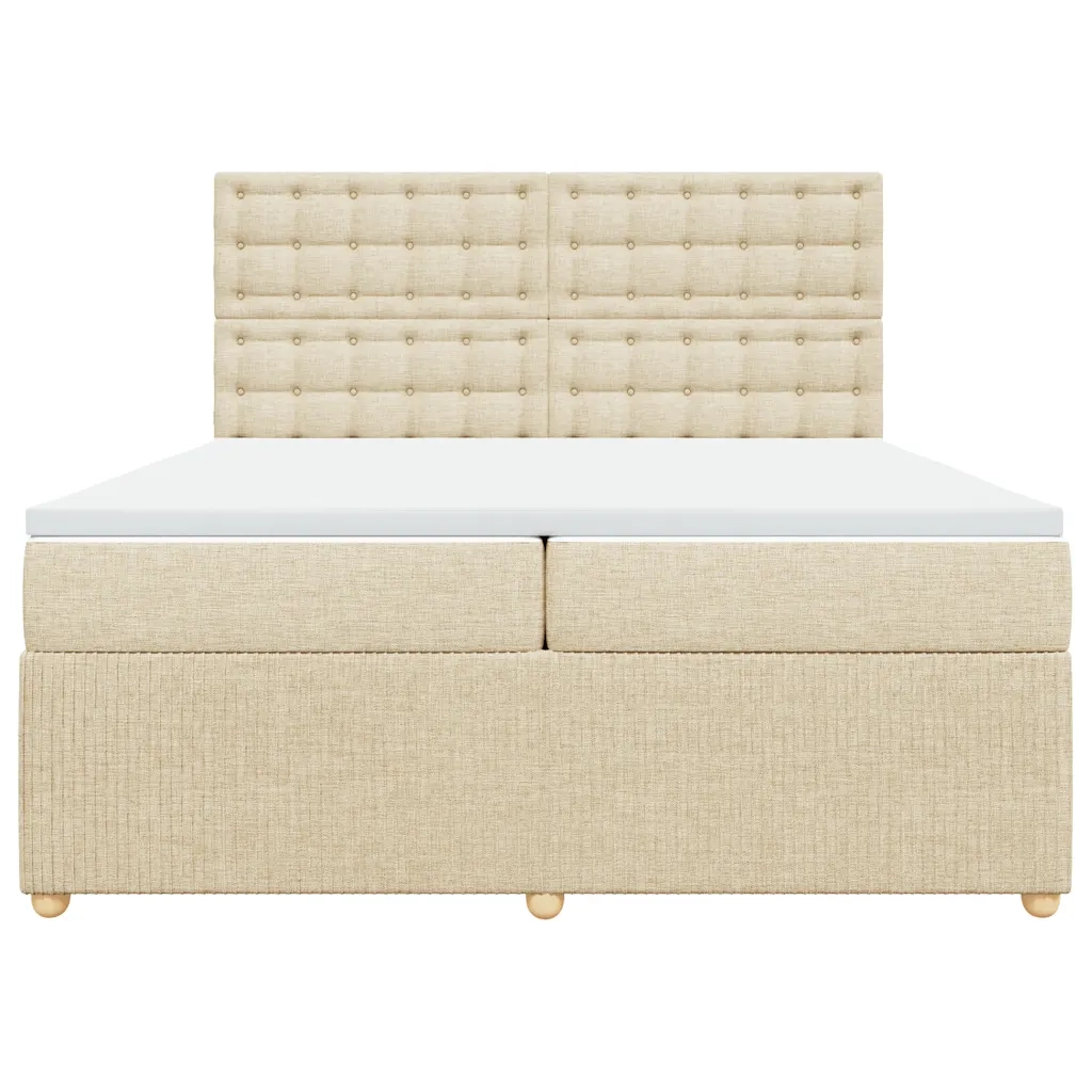 Giroletto a Molle con Materasso Crema 200x200 cm in Tessuto 3292182
