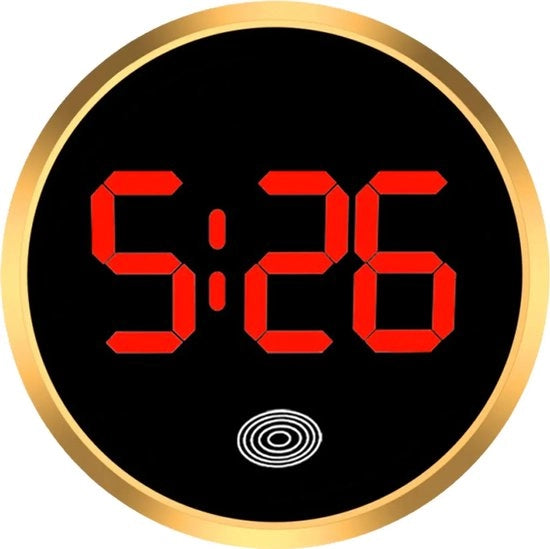 Orologio digitale per abbinamento al cruscotto, orologio per auto, display LED con visualizzazione dell'ora, orologio touchscreen, adesivo per cruscotto con illuminazione dorata e rossa.