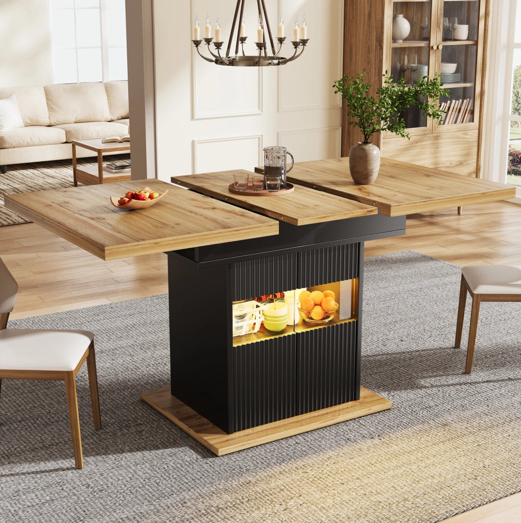 Tavolo da pranzo estensibile con contenitore LED 110-140 cm