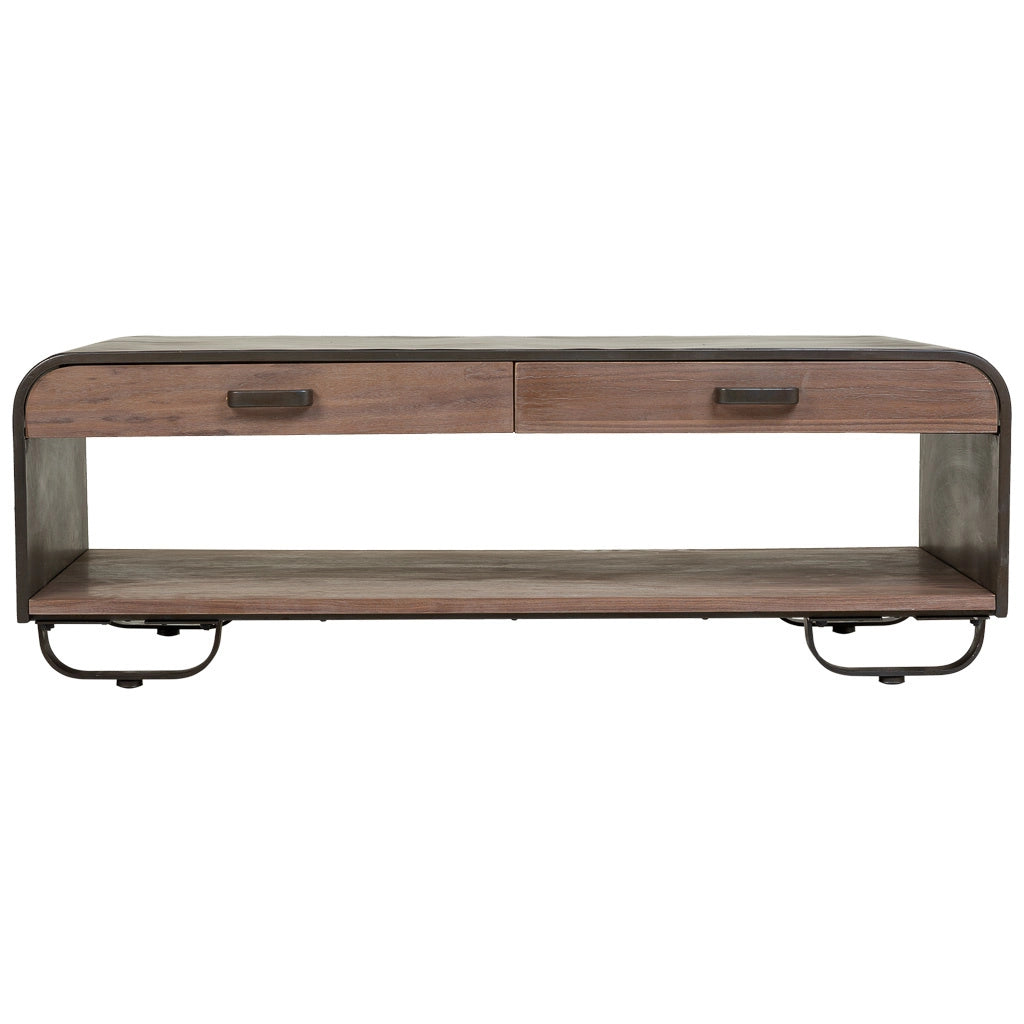 Tavolino da salotto in legno e metallo nero 120x62x41