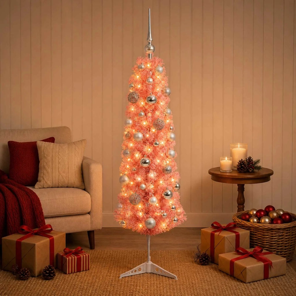 Albero di Natale Artificiale Slim con Palline 120 cm 150 LED 3461110