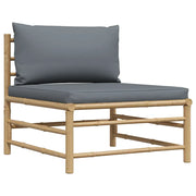 Divano Centrale da Giardino con Cuscini Grigio Scuro in BambÃ¹cod mxl 118476
