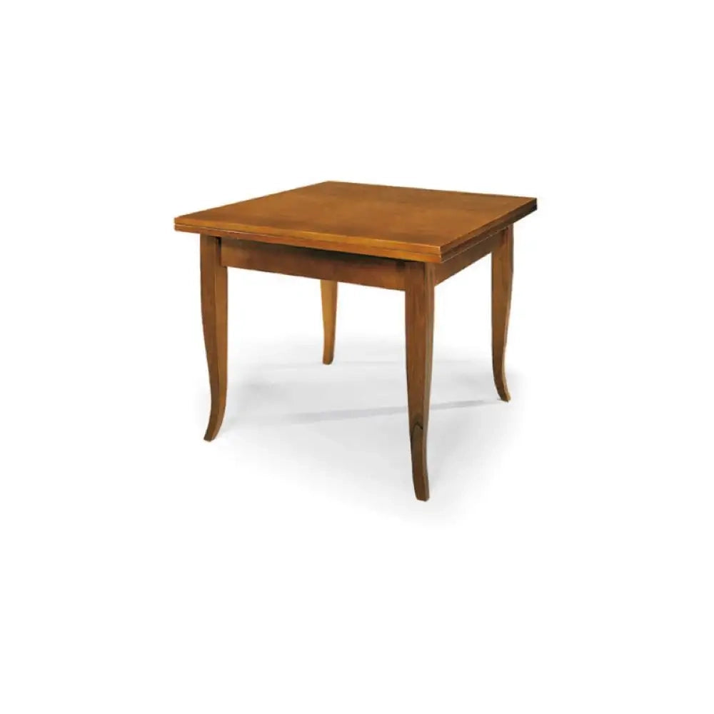 Tavolo classico allungabile a libro fino 160 cm in legno massello e mdf con rifinitura in noce 80x80x78 H