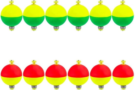 Floatanti per pesca da acqua dolce 12 pezzi - Materiale EVA - Chiusura antiscivolo - Leggero - Duraturo - Adatto per pesca del pesce persico e del crappie - Bobine da pesca.