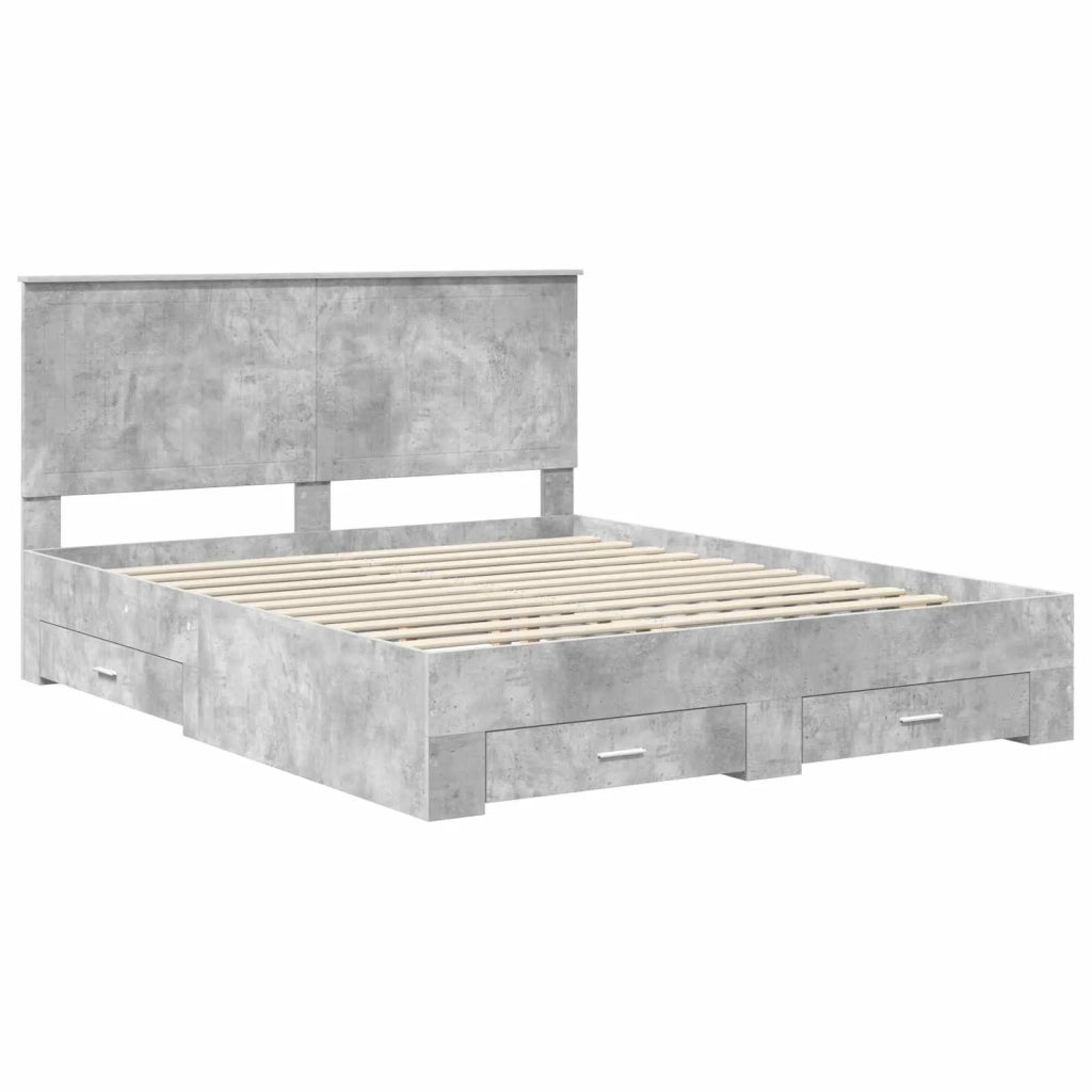 Struttura del letto con testiera Grigio cemento 160 x 200 cm