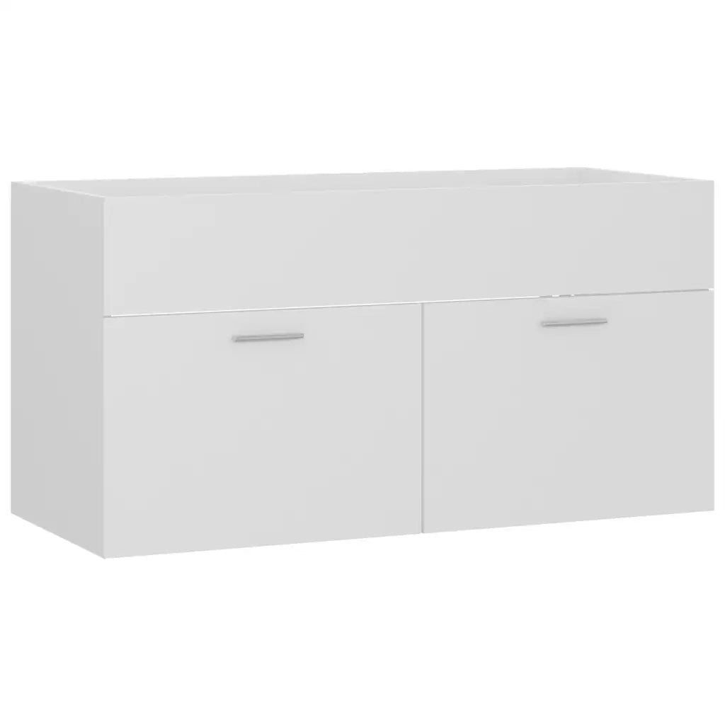 Set Mobili da Bagno 2 pz Bianco in Legno Multistrato 804800