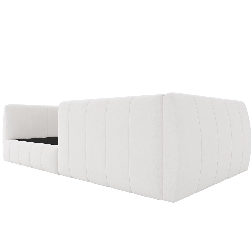 Letto singolo imbottito 90x200 cm con sponde di sicurezza; in velluto beige