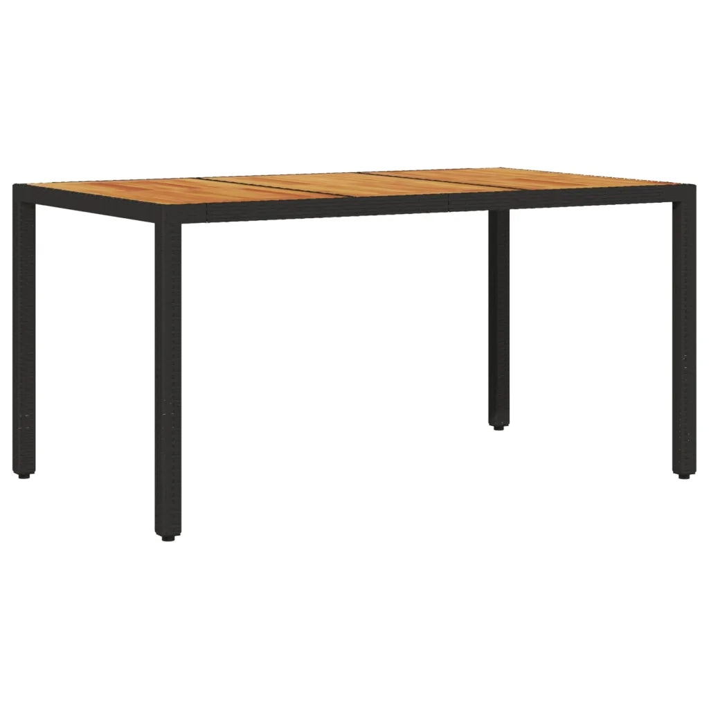 Set Pranzo da Giardino 5 pz con Cuscini Nero Polyrattan Acacia