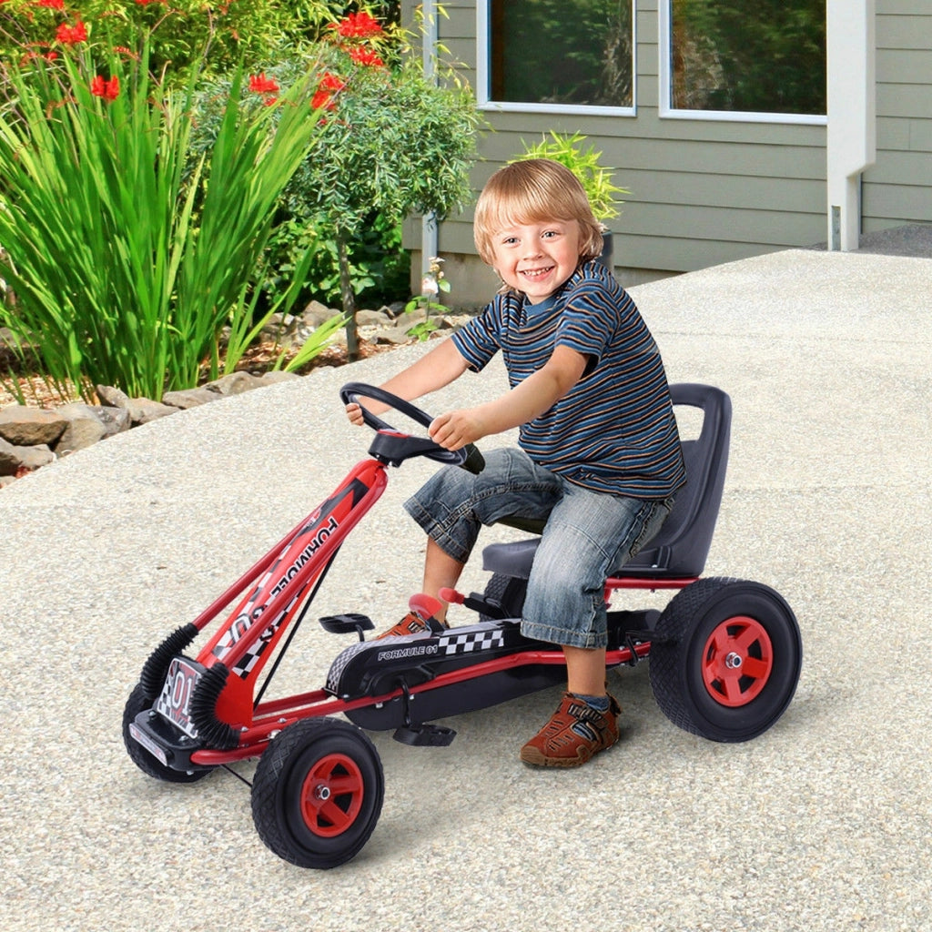 Go Kart per bambini a pedali regolabile Go kart con sedile in PP 98x59x61cm Rosso-Go Kart