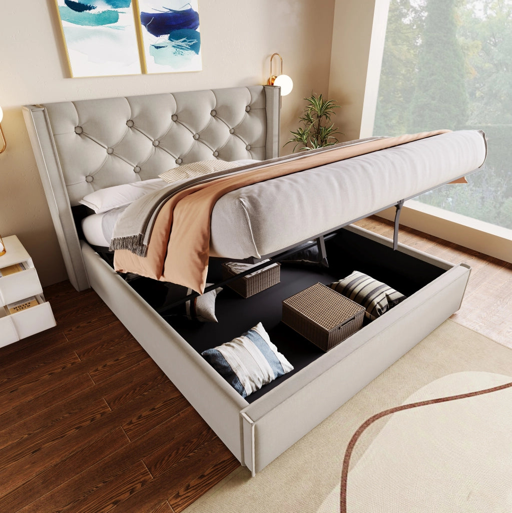 Letto matrimoniale contenitore 160x200 cm grigio chiaro
