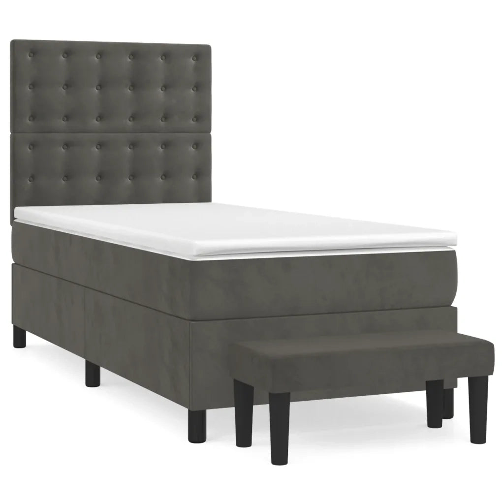 Giroletto a Molle con Materasso Grigio Scuro 90x200 cm Velluto 3138062