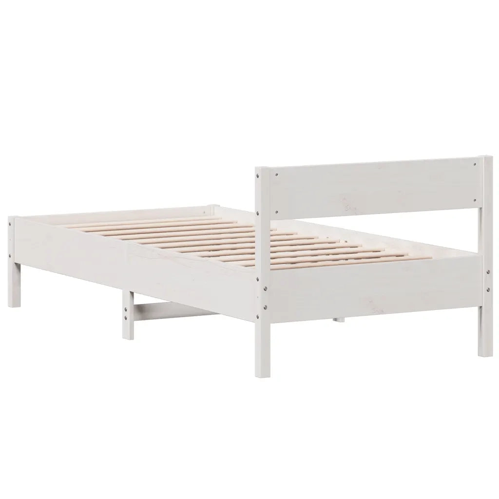 Letto senza Materasso-Struttura Letto Bianco 75x190 in Legno Massello di Pino 320781