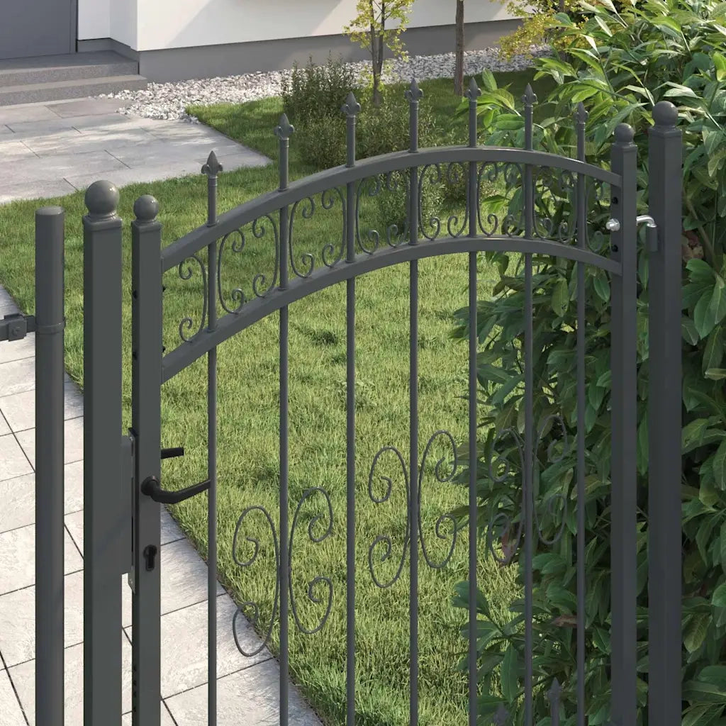 Cancello con Punta a Lancia KAMPEN 103 x 175 cm Acciaio Grigio 42009041