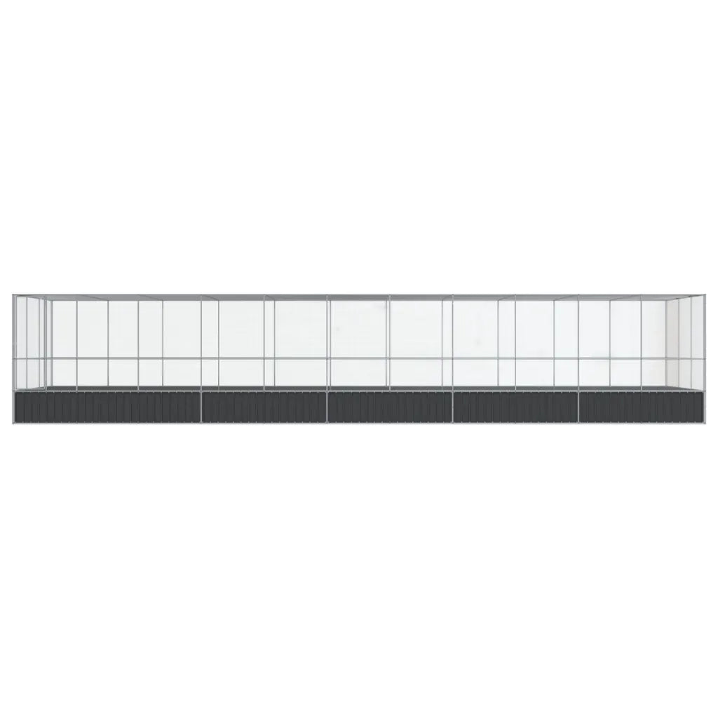Voliera con Estensione Argento 1139x307x212 cm in Acciaio