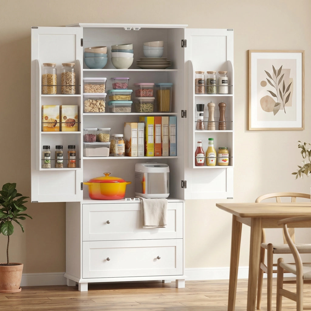 Armadio da cucina 2 ante 2 cassetti ¨C zephmum ¨C bianco 80x39.5x184.5cm