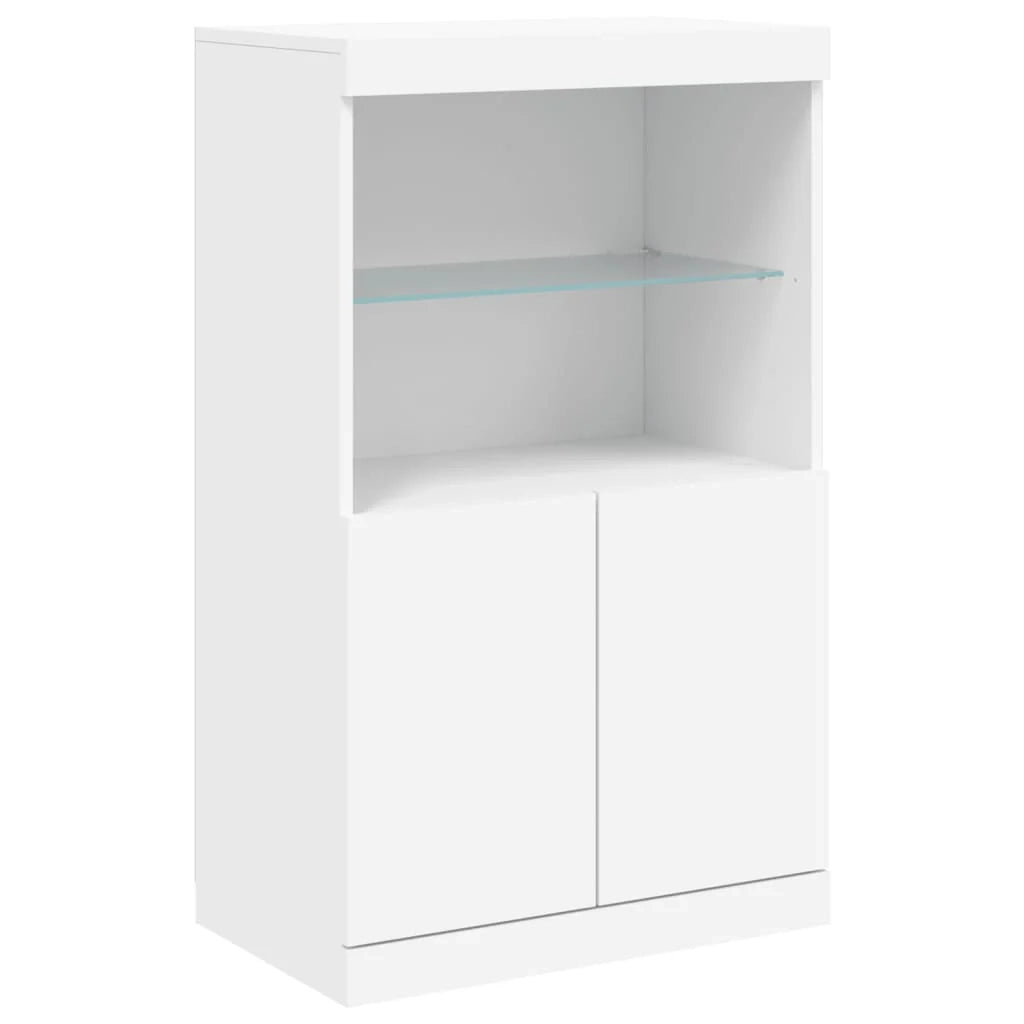 Buffet credenza cassettiera mobiletto mobile contenitore organizer per cucina soggiorno salotto con luci a LED 3 pezzi legno ingegnerizzato bianco 02_0037195
