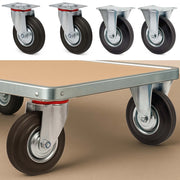 Set rotelle da trasporto 200 mm 2 ruote piroettanti 2 fisse, nucleo in metallo, 150 kg a ruota