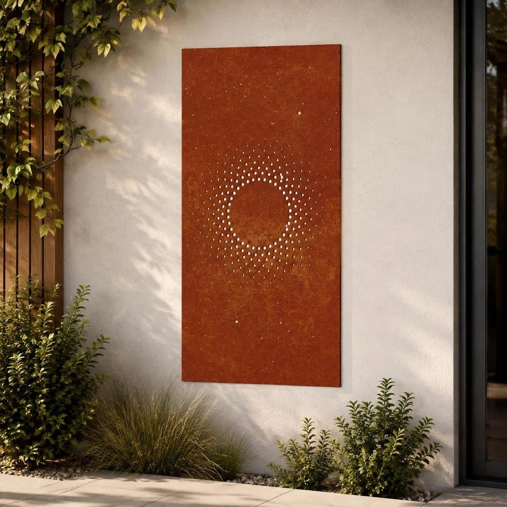 Garden Wall Decoration 105x55 Cm Corten Steel Sun Design