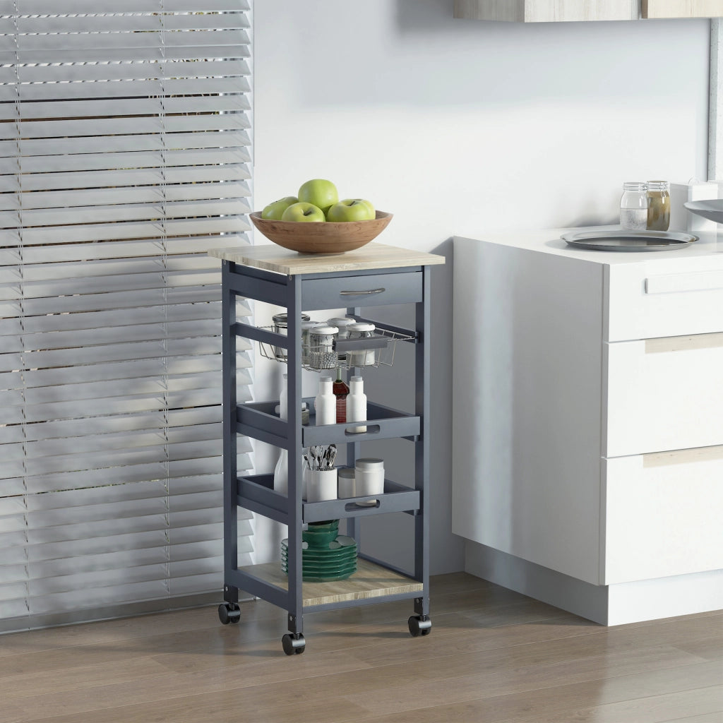 Tavolino da cucina con carrello e rotelle ¨C zephmum ¨C legno quercia chiaro