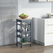 Tavolino da cucina con carrello e rotelle ¨C zephmum ¨C legno quercia chiaro