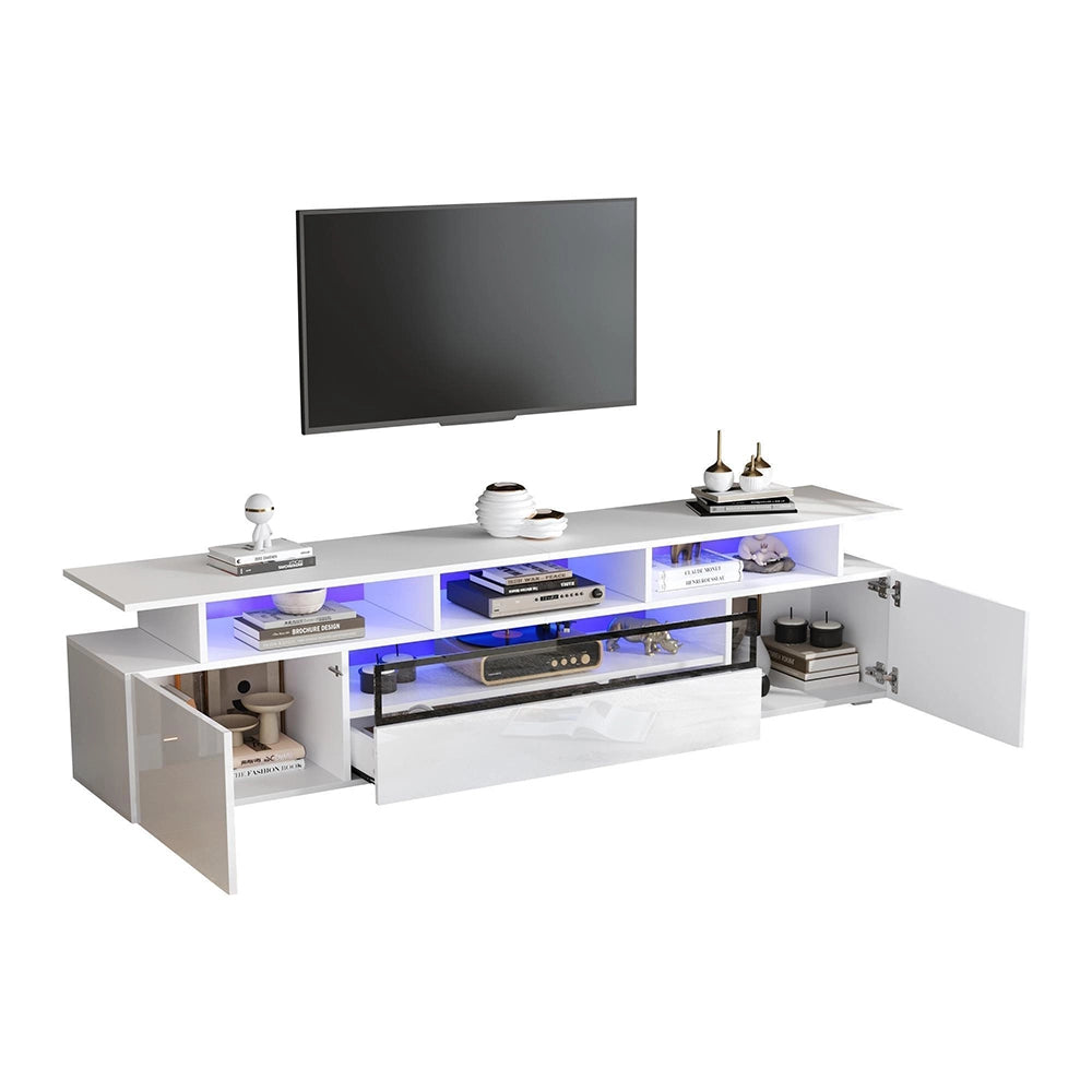 Mobile TV 180x38x45cm - Xylo - 2 Ante, 1 Cassetto, Luci LED, 10 Ripiani