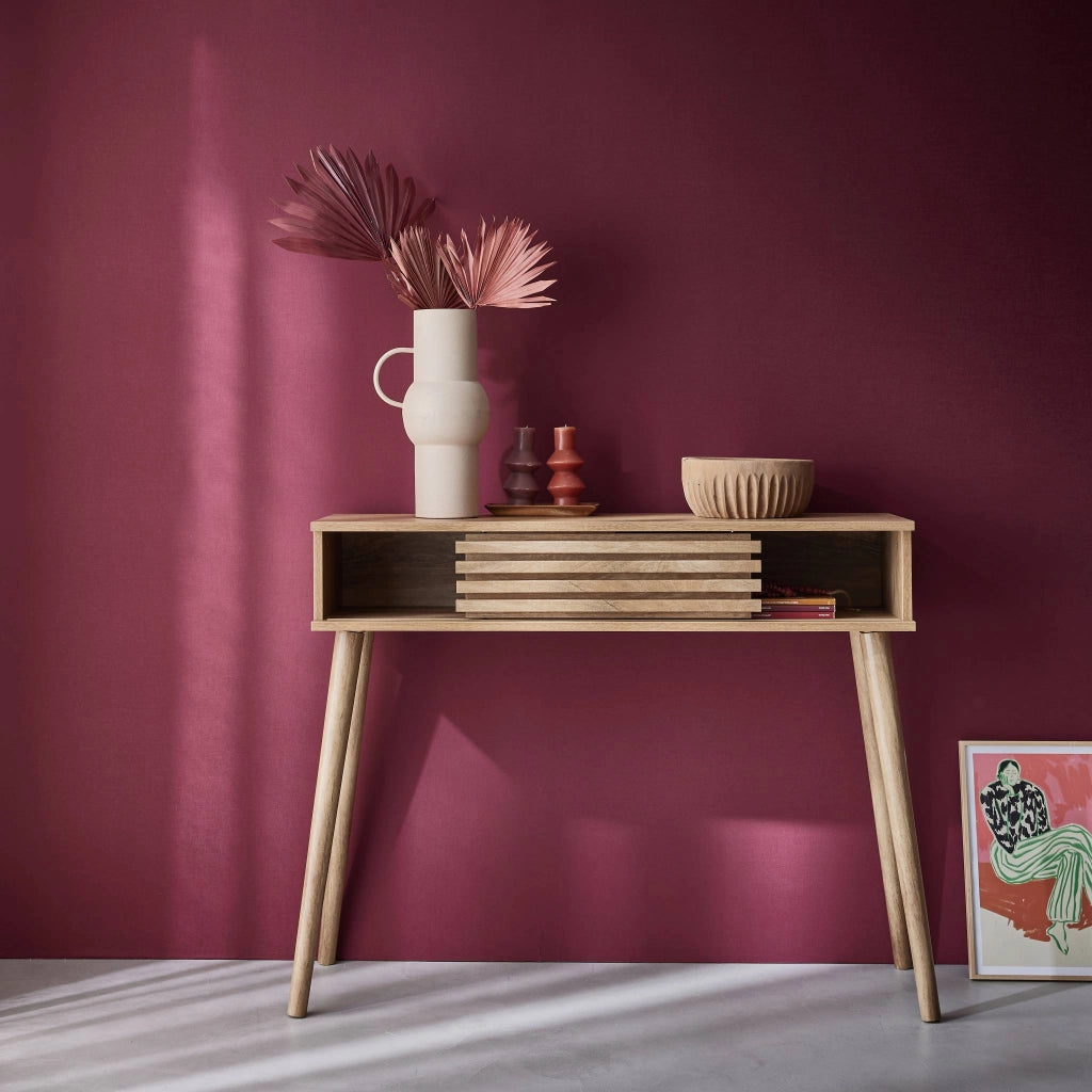 Consolle con 2 cassetti effetto legno naturale, 100cm, marrone