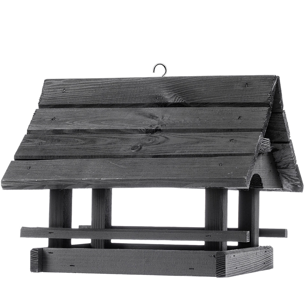 KADAX Grande mangiatoia per uccelli in legno di alta qualità da appendere, colore grigio, ideale come regalo.