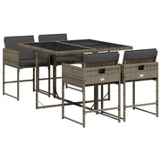 Set da Pranzo da Giardino 5 pz | Set Salotto da Giardino con Cuscini in Polyrattan Grigio
