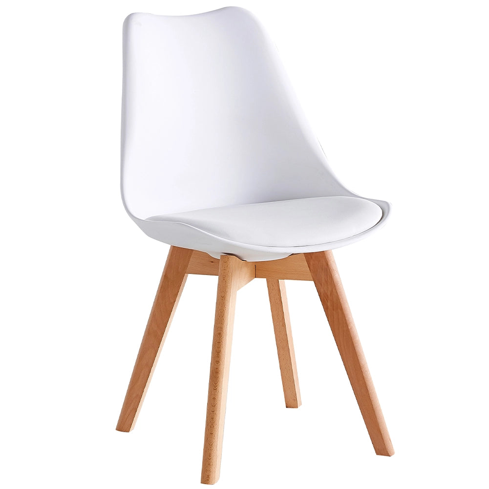 Kit 4 Sedie da Pranzo Poltrona in Pelle Ecologica e Legno Casa Ufficio Bar Bianco