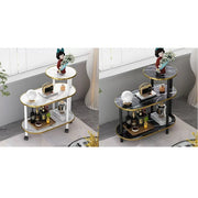 Trade Shop - Scaffale Multistrato In Legno A 3 Livelli Tavolino In Marmo Con Ruote Per Camera Soggiorno -