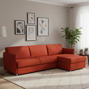 Sumirago, Divano Letto con Penisola Sfoderabile Made in Italy, 260x160 cm Arancione