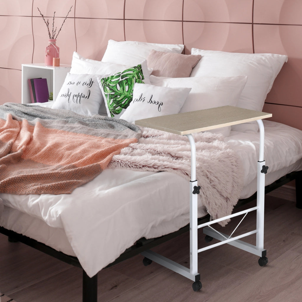 Tavolino da soggiorno mobile con ruote e freni ¨C zephmum ¨C bianco 60x40x68-78 cm