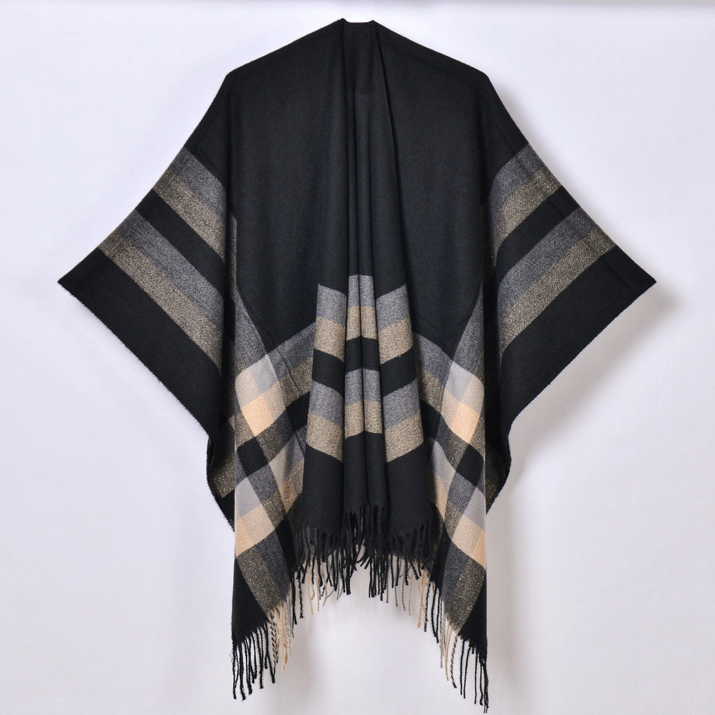 Nuovo scialle a quadri a righe argentate