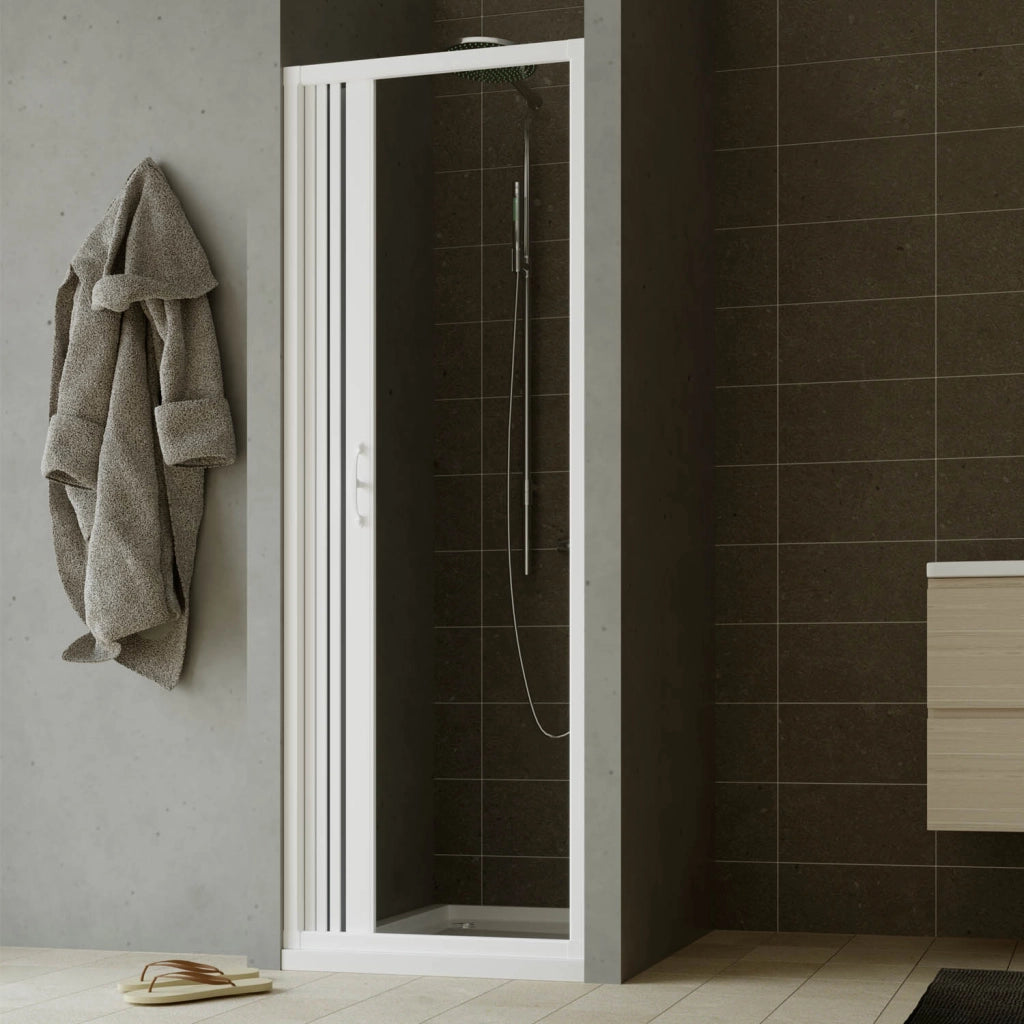 Porta doccia a soffietto in PVC 130 cm H 185 mod. Giglio con apertura laterale