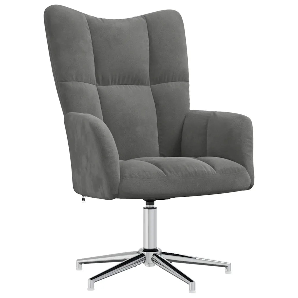 Sedia Relax con Poggiapiedi Grigio Scuro in Velluto 328129
