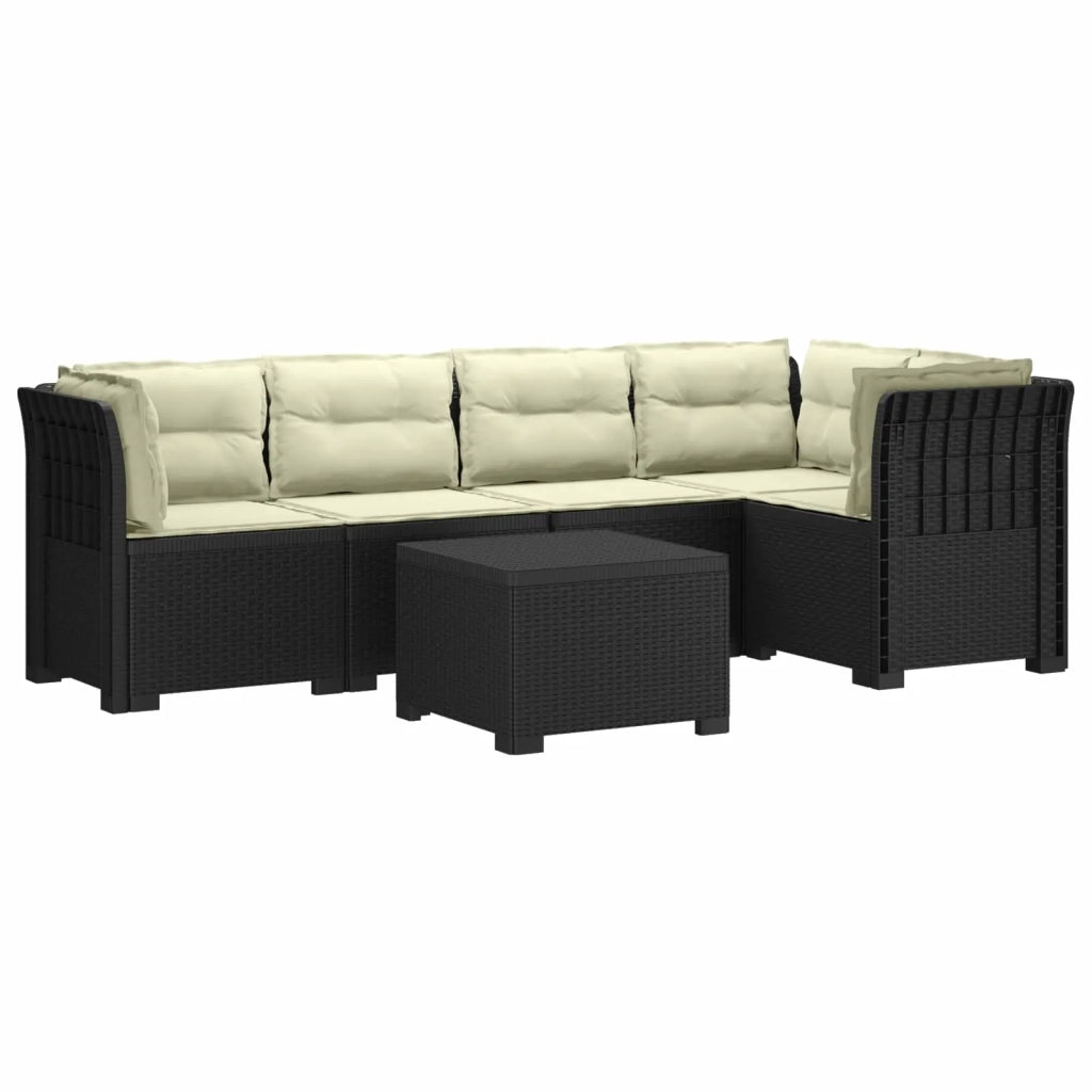 Divano da Giardino 5 Posti con Cuscini Stile Rattan PP 3444086