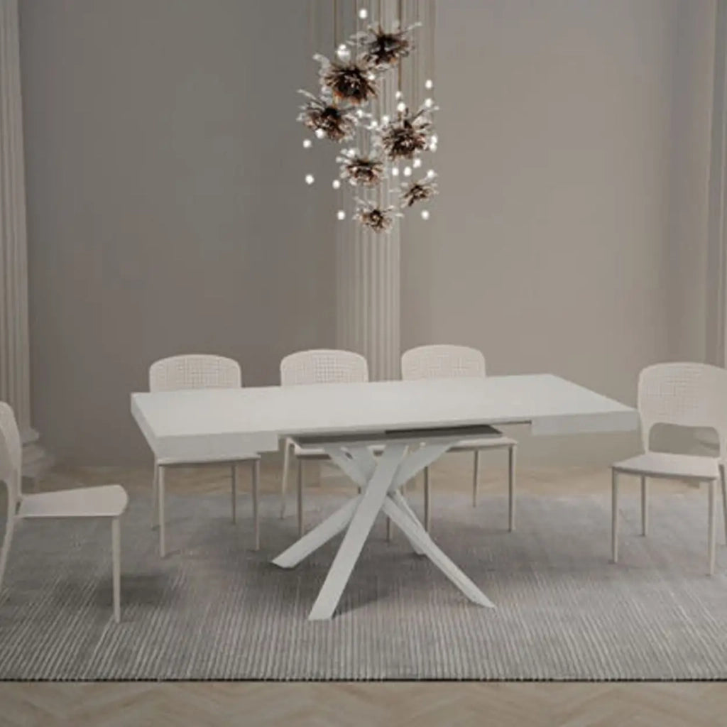 Tavolo allungabile 90/194x90 cm Clerk colore bianco frassino gambe bianche