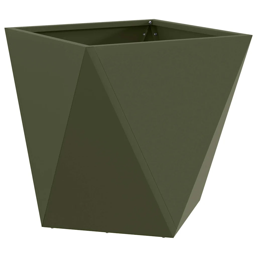 Fioriera 2 pz-Set di 2 Vaso-Contenitore per Piante Verde oliva 50 x 50 x 50 cm Acciaio