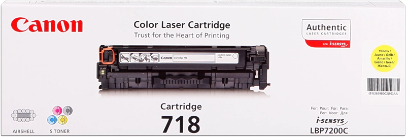 Canon CRG-718 Y cartuccia toner 1 pz Originale Giallo
