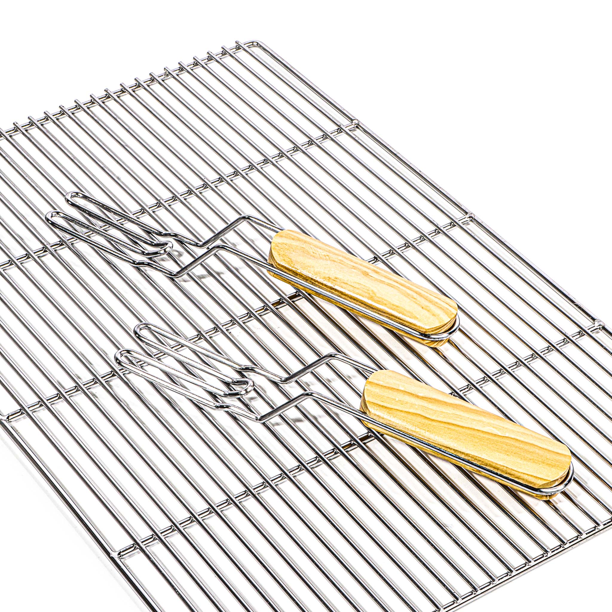 Griglia rettangolare per BBQ 60x40 cm In acciaio inox con manici Per grill a gas, a sfera ecc