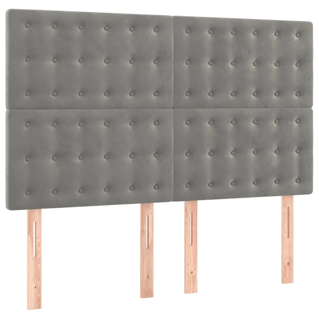 Giroletto a Molle con Materasso Grigio Chiaro 140x200cm Velluto 3138085