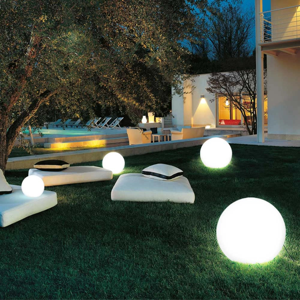 Lampada Sfera Giardino 30cm Luce Esterno Bianco attacco E27 Decorazione Esterno