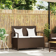 Panca Portaoggetti da Giardino con Cuscino-Sgabello-Panca con Contenitore Marrone Polyrattan 279195