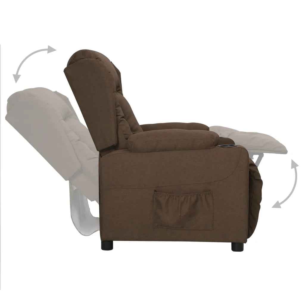 Poltrona Reclinabile in Tessuto Marrone 339052