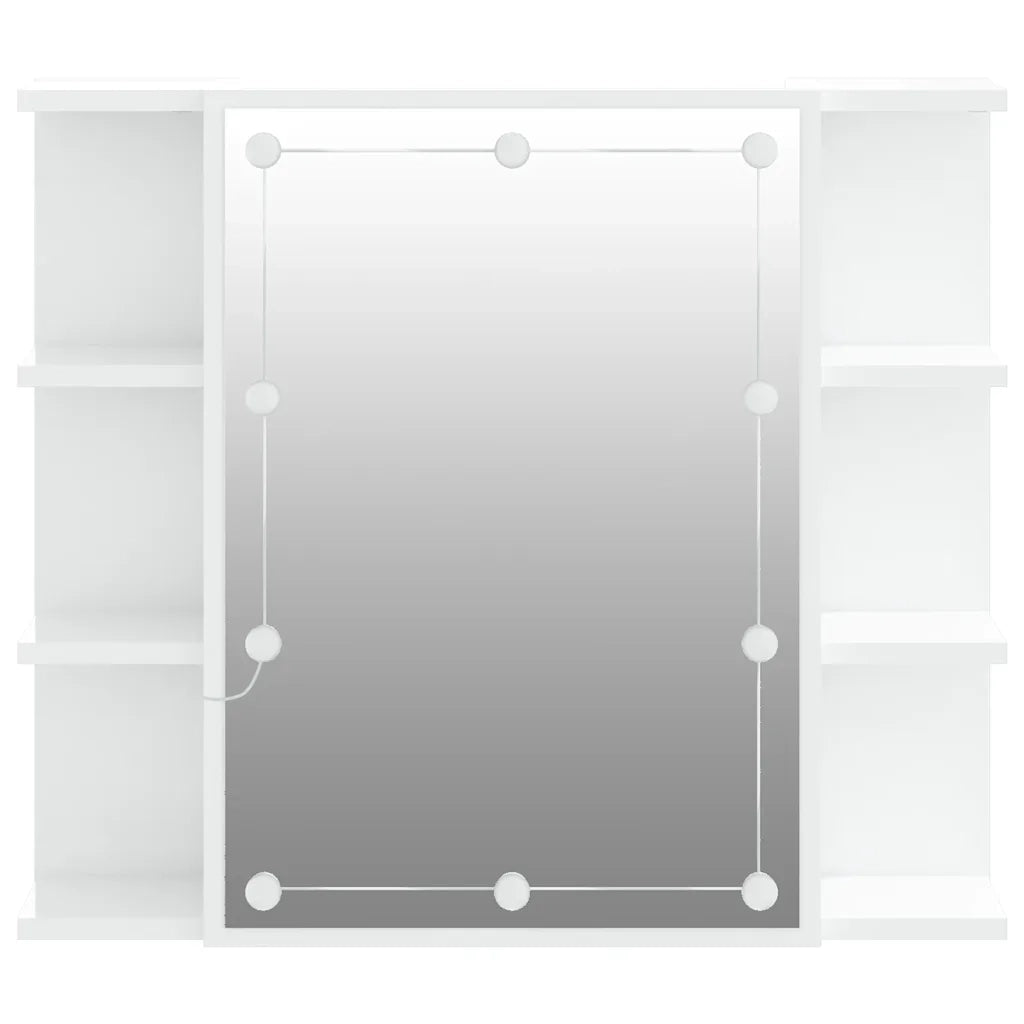 Mobile a Specchio | Armadio da bagno con LED Bianco Lucido 70x16,5x60 cm