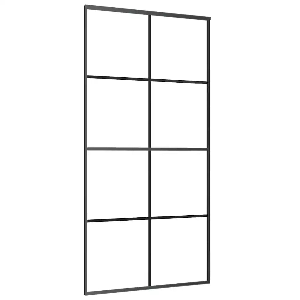 Porta Scorrevole con Ferramenta Nera 102,5x205 cm in Vetro ESG
