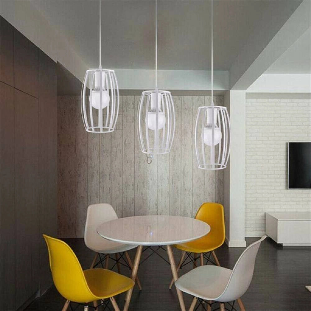 Trade Shop - Lampadario Soffitto E27 Di Forma Ovale Nero Bianco Portalampada Sospensione A34 - Bianco